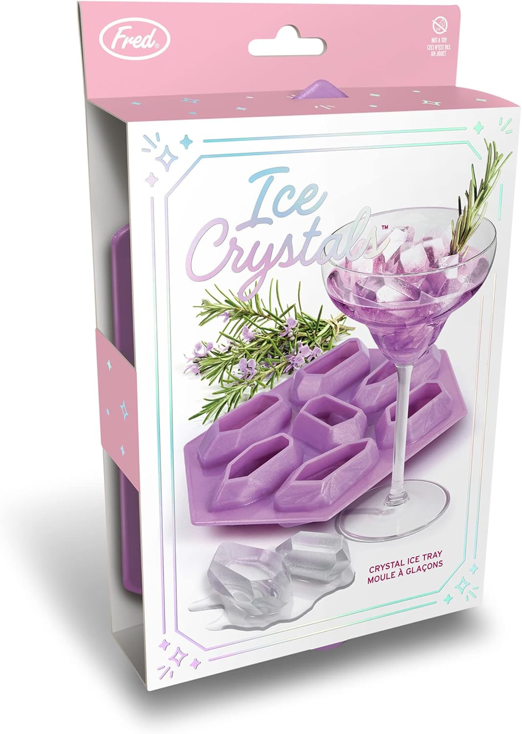 CRYSTAL ICE TRAY, Silicone Ice Tray, Purple, 7.6 X 5 X 1.4 Inches