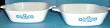 1957-88 Pair CORNING Cornflower Blue PETITE PANS #P-41 B Oven to Tableware