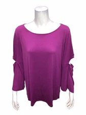 H by Halston Jet Set Jersey 3/4 Sleeves Top with Cut-Out Detail X-Large Size  