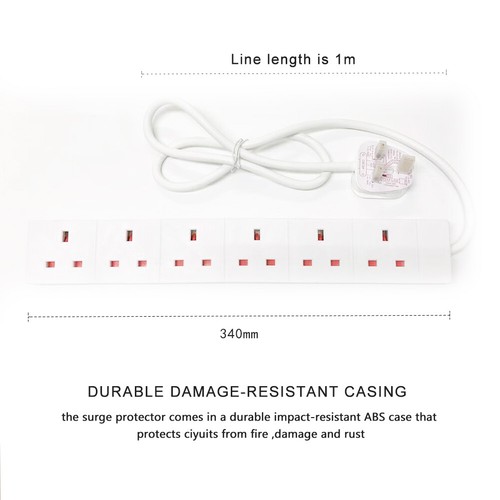 Extrastar Mains Electric Extension Lead 1/2/4/6 Gang 1/2/3/5M Cable 13A UK Plug  - Bild 31 von 161