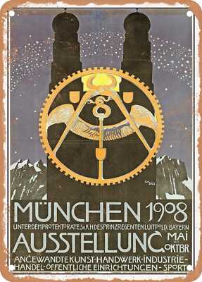 METAL SIGN - 1908 Munich Exhibition Vintage Ad