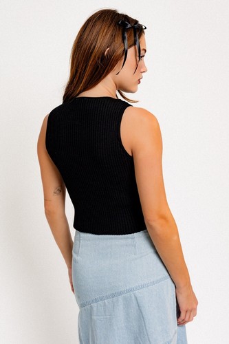 Satin Bow Cutout Knit Tank Top - Le Lis - Picture 20 of 52