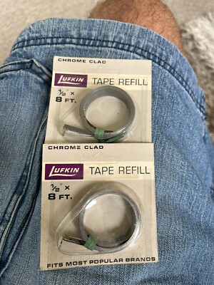 Pair Of LUFKIN CHROME CLAD 1/2  X 8  TAPE REFILLS - NOS