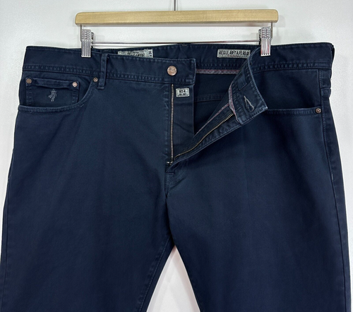 Marlboro Classics Pantaloni Chino Uomo W42 L33 Pantaloni Blu Regolari Conici Elasticizzati - Foto 4 di 19