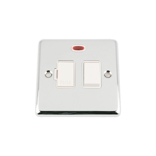 13 AMP geschalteter abgesicherter Stirneinheit Schalter mit Neon poliertem Spiegel Chrom Klassiker - Bild 5 von 6