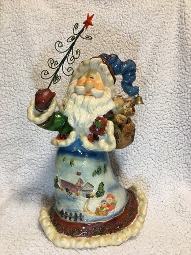 Vintage Harz bemalter skurriler Weihnachtsmann der alten Welt mit geschnitzter friedlicher winterlicher Szene. - Bild 5 von 11