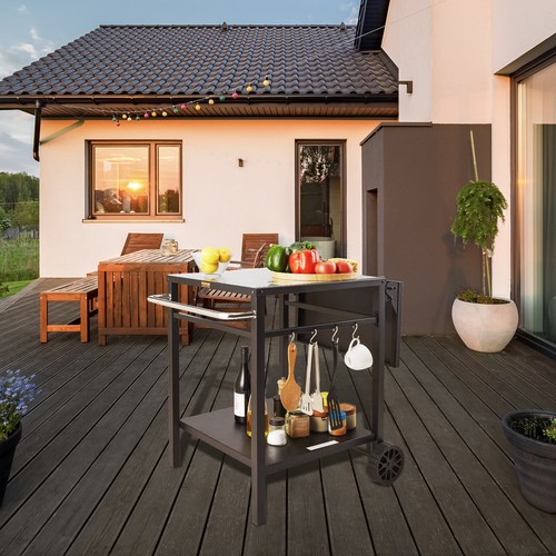 VEVOR Desserte Plancha Chariot de Barbecue à 2 Niveaux Plan de Travail Pliable - Imagen 8 de 12
