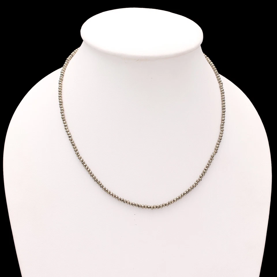 Collar de cuentas redondas doradas de pirita microfacetadas de 18", 3 mm Foto 3 de 4