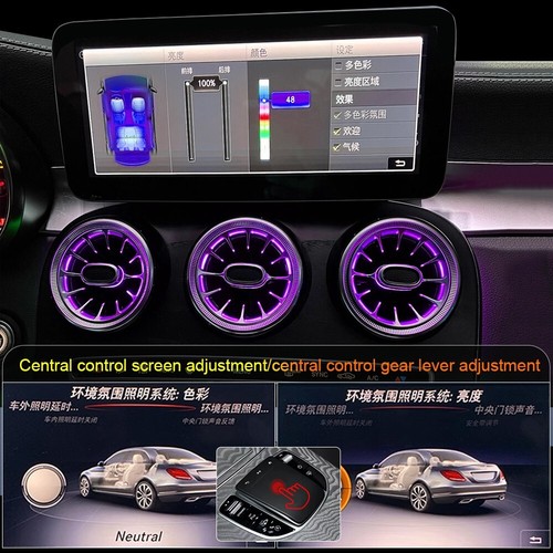 For Mercedes-Benz C-Class W205 2019-2021 Air Vent LED Ambient Light 64 Color Set - Foto 11 di 13