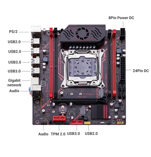 X99 Motherboard TPM 2.0Interface LGA 2011 3 with NVME NGFF M.2 Support 4 Channel - Picture 16 of 19