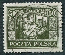 POLAND 1922 50m olive SG194 used NG UPPER SILESIA ISSUE KRÓLEWSKA HUTA b ##W25