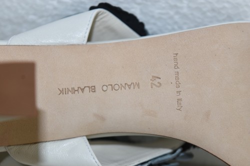 Nuevo Manolo Blahnik Khanfior 90 Blanco Flor Floral Sandalias 41.5 42 - Imagen 22 de 22
