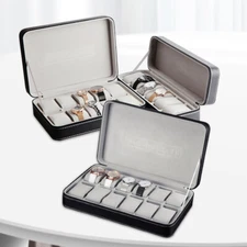 6/10/12 Slots PU Leather Watch Pouch Organizer Box Jewelry Storage Display Case