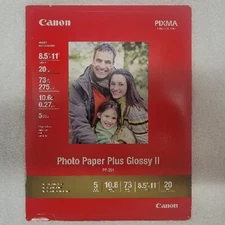 Canon Photo Paper Plus Glossy II 8.5" x 11" PP-201 - 20 Sheets - NEW