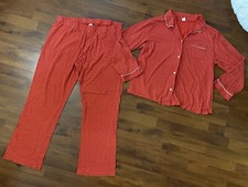 Womens Size Large Old Navy Pj Set Button Up Red White Dots