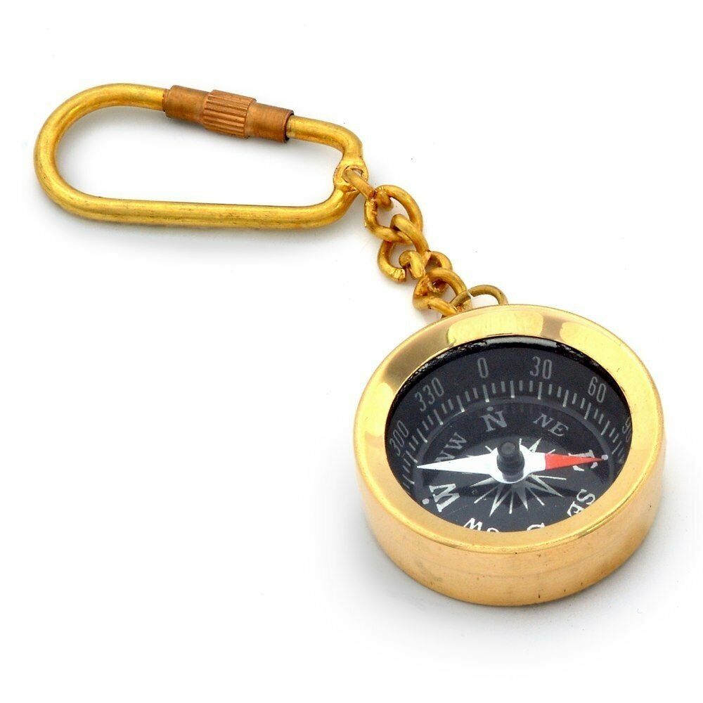 Showpiece & decor stylish brass made compass keychain