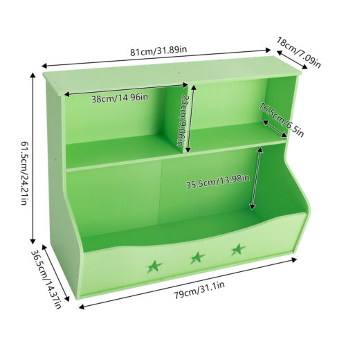 2-Tiers Kids Room Bookshelf Open Bookcase Toy Storage Shelf w/ Organizer Cabinet - Picture 2 of 18