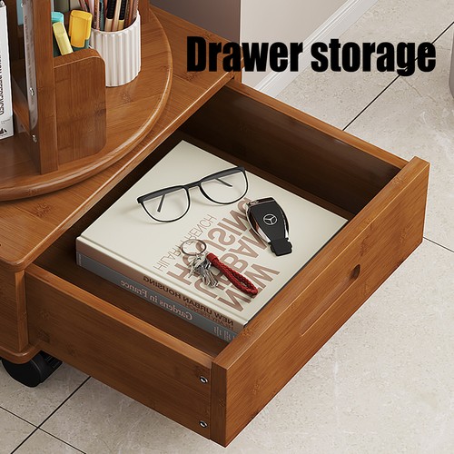 Multi Storage Table, Side Table with Rolling Wheels, Removable Swivel Bookcase - Picture 10 of 24