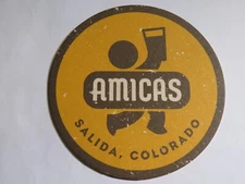 2 Beer Coasters ~ AMICAS Pizza and Microbrewery ~ Salida, COLORADO Mountain Town