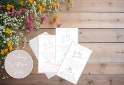Personalised Wildflower Seeds Baby Shower Mini Envelope Party Favours Pack of 5