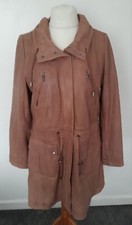 Woodland - Long Real Leather Coat Trench Tan Soft Size 16 - Stunning