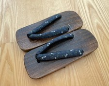 Japanese Men's Wooden Geta 10" Yukata Kimono Shoes Flip Flop Dragonfly Pattern