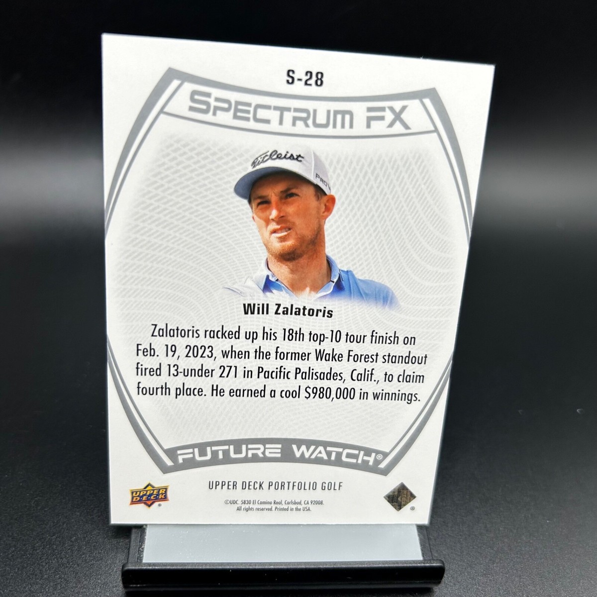 2024 Upper Deck Portfolio #28 Will Zalatoris Spectrum FX RC