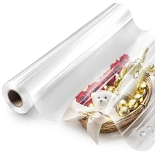16 Inch x 100Ft Cellophane Wrap Roll 2.3 Mil Thick for Gift Baskets Treats