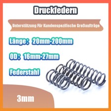 3mm Federstahl-Druckfedern Schwarz | Ø 16mm-27mm | Länge 20mm-200mm | rostfrei