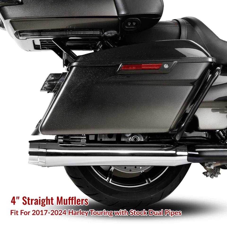 Tubos silenciadores de escape rectos dobles deslizables aptos para modelos Harley Touring 17-Up Foto 2 de 4