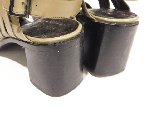 Bally Size 7 Olive Green Leather Criss Cross Woman Sandal Shoe Made in Italy - Picture 8 of 12