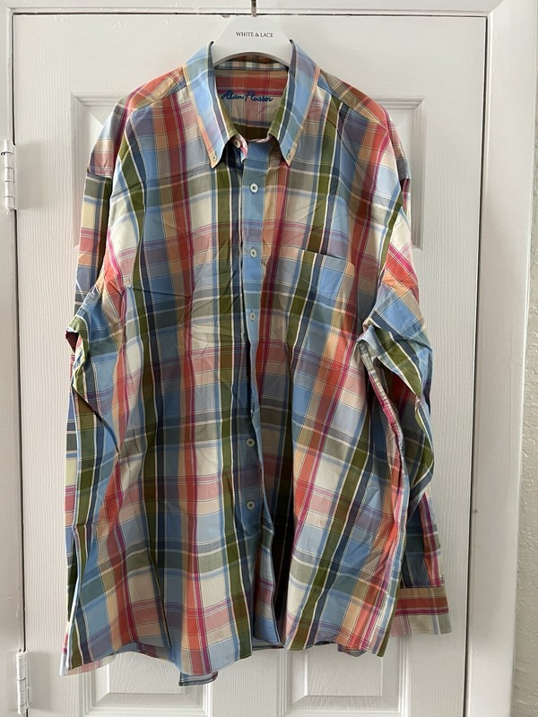 Alan Flusser Bright Colorful Checked Buttondown Longsleeved Shirt 2XL Business 