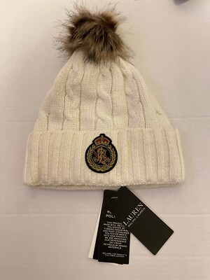 LAUREN RALPH LAUREN CREST-PATCH POM-POM CABLE WOMEN'S BEANIE - Main Image
