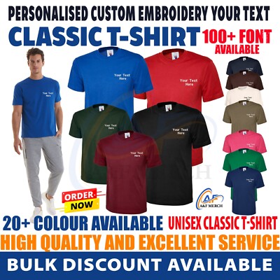 Personalisiertes maßgeschneidertes Stickerei-T-Shirt Your Text Hirsch Henne Unisex-Geschenke