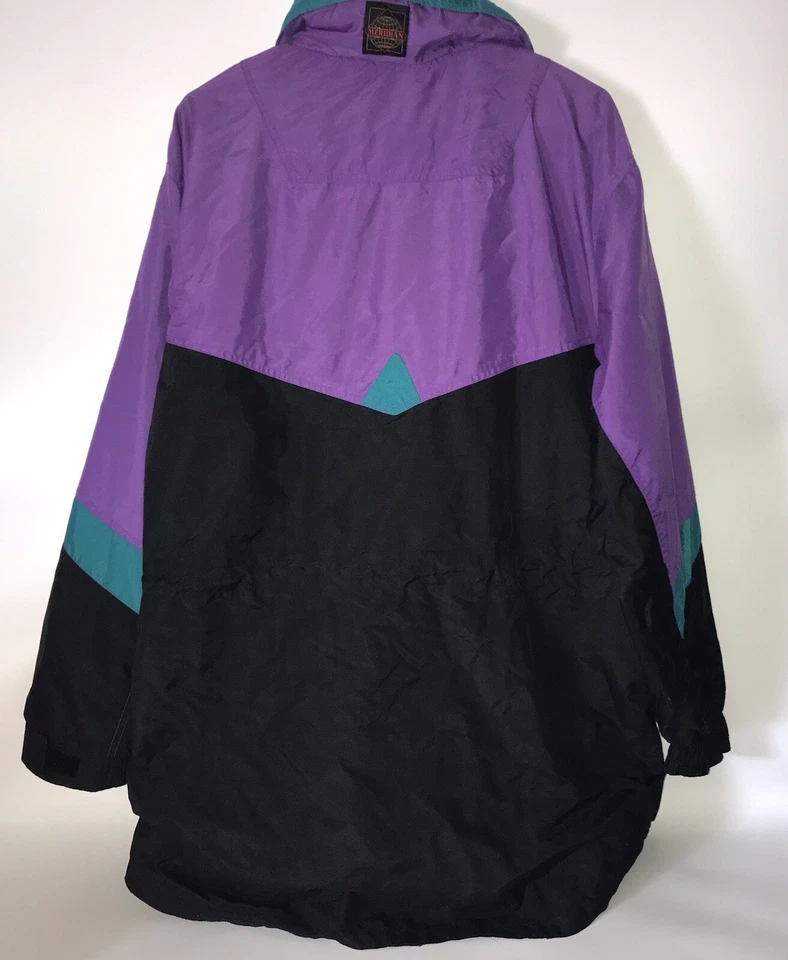 Chaqueta Meridian Unisex Talla Grande Negra Púrpura Años 90 Foto 2 de 4