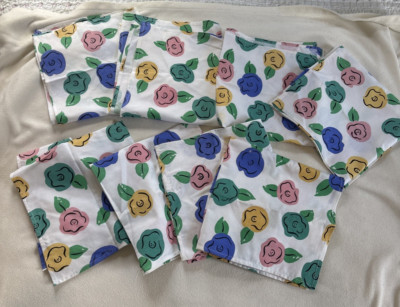 Pier 1 Imports Cloth Napkins Button Florals Bright Set of 8 Spring