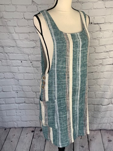 Vestido tipo jersey Entro 100 % lino a rayas botones laterales bolsillos texturizados L. - Imagen 7 de 24