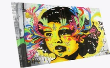 STREET ART CANVAS PRINT KID FACE  GRAFFITI  pepe STENCIL