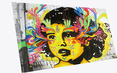 STREET ART CANVAS PRINT KID FACE  GRAFFITI  pepe STENCIL