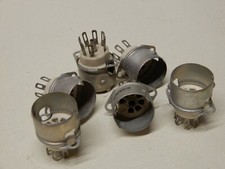 Ceramic 7 Pin Vacuum Tube Sockets Qty 6 NOS Have Tube Shield Mounts Unbranded