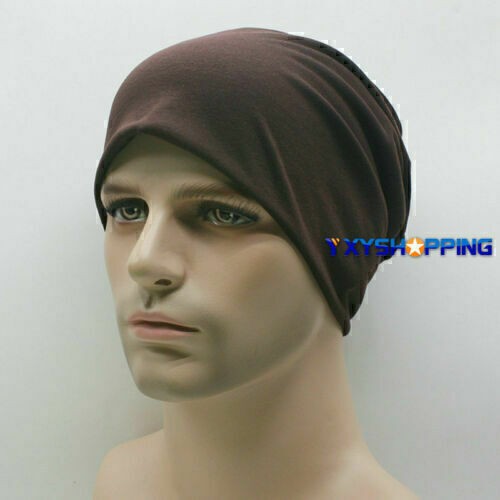 Men Women Stretch Thin Jersey Beanie Hat Hair Loss Sleep Hat Slouchy cap Plain◮ - Picture 5 of 17