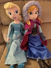 FROZEN Anna  Elsa Large 20 In Plush Dolls. Good UsedCondition. Disney. JCPenny