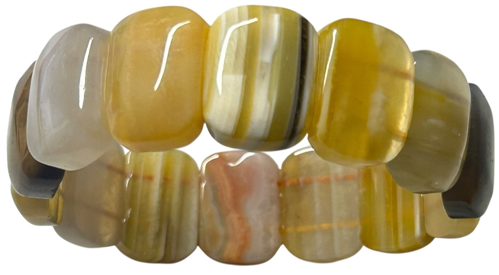 Yellow Agate Bracelet Rectangular Polished Natura… - image 4
