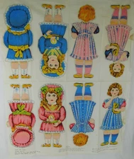 Vintage Bethnal Green Museum 15" CLOTH RAG DOLLS Uncut Panel Samuel Finburgh