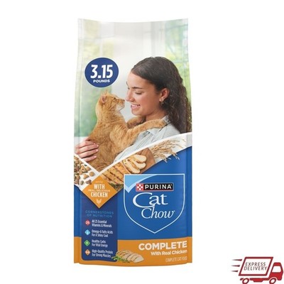 High Protein Dry Cat Food Chicken Kibble Supports Muscles Omega 6 Nutrients New