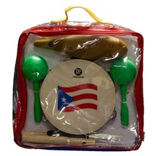 DP Music Parranda Kit Percussion with Carrying Bag - Puerto Rico Flag 8 Inche...