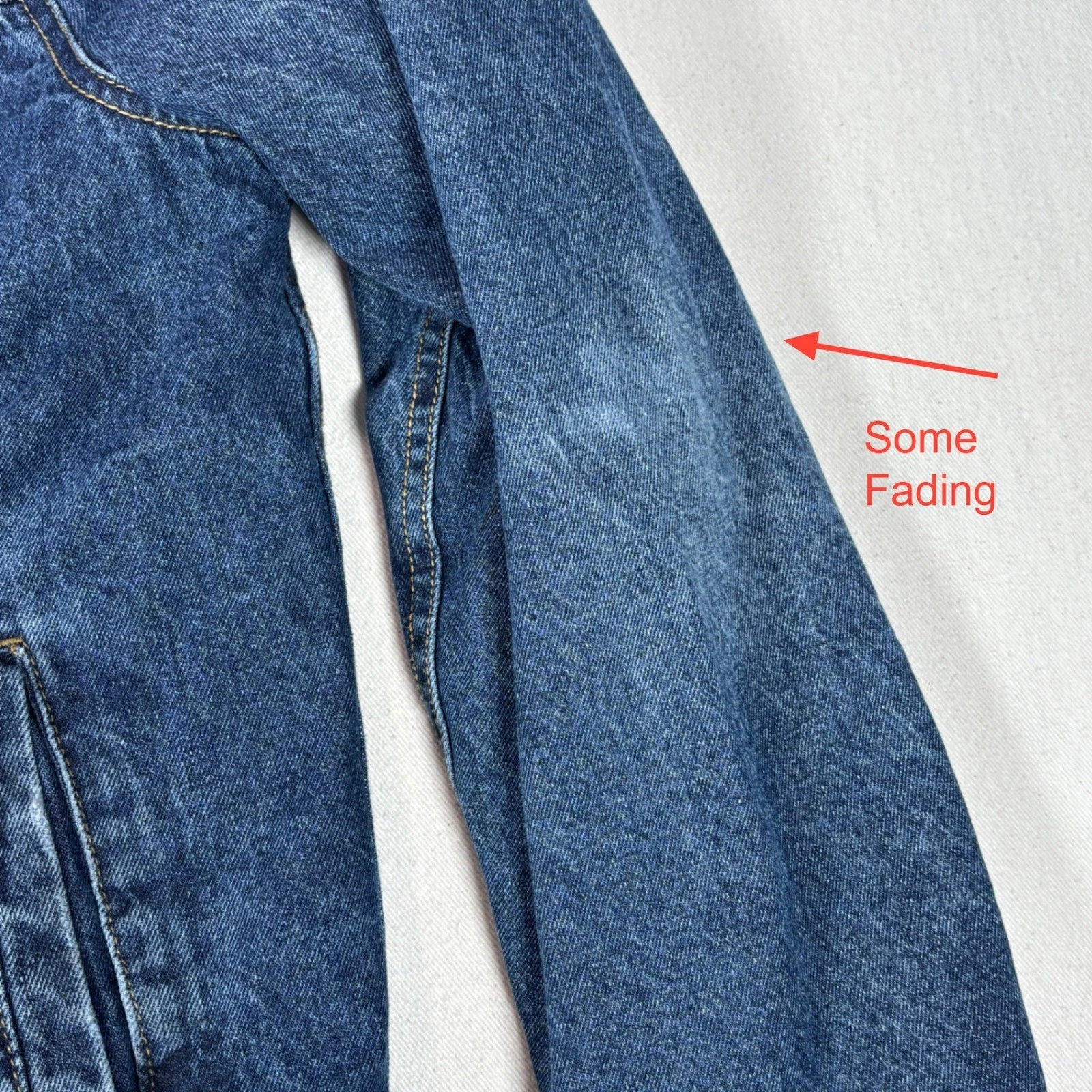 Topman Mens Blue Denim Borg Fleece Lined Sherpa Trucker Jacket Size Medium M image 5