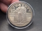 🔥 VINTAGE 1988 STANDING LIBERTY DESIGN .999 FINE SILVER ART ROUND 1 TROY OUNCE