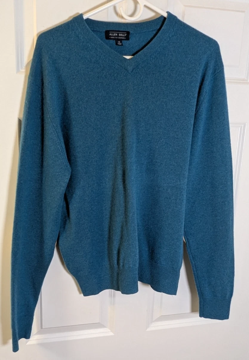 Allen Solly, Men's, 2ply Cashmere, V Neck sweater, Blue, Size M
