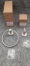 2 Piece Modern Towel Ring and Robe Hook Set in Brushed Nickel - Nice Quality 